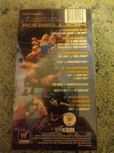 WWE Rebellion 2001 VHS Video UK PPV SEALED Rock Austin Lita Trish Angle Jericho - Picture 2 of 2