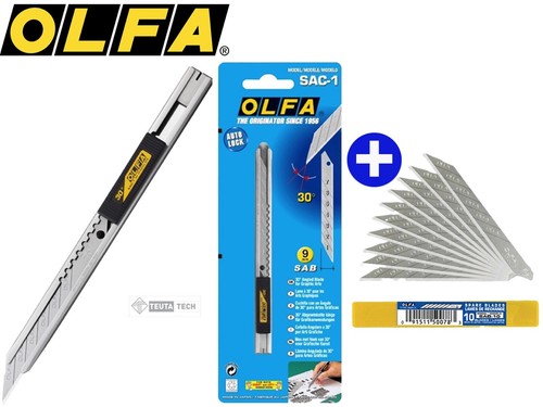 OLFA SAC-1 30° Angled Blade precision Knife 9 MM + SAB 10 -10 x Spareblades - Bild 1 von 15