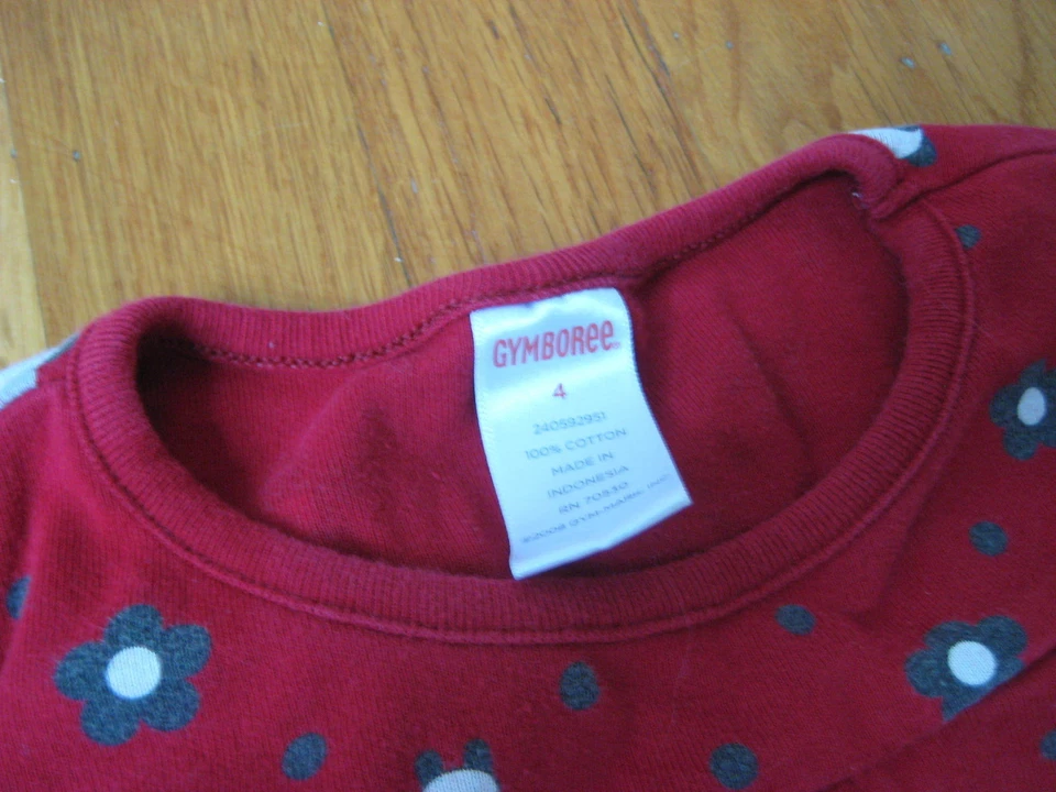 Gymboree Happy Panda OUTFIT Talla 4 Camisa Roja Negro Terciopelo Pantalones Lunares Conjunto 4T Foto 2 de 2