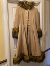 Hell Bunny Elvira Princess Camel Vintage Fur Collar Winter Coat