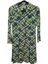 Globe Traveler Dress Womens Multicolored Plaid 70s Retro Mini Casual Party Tunic