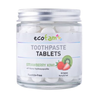Ecofam Kids Toothpaste Tablets - 90 Bubble Gum Tabs - Zero Waste Glass Jar