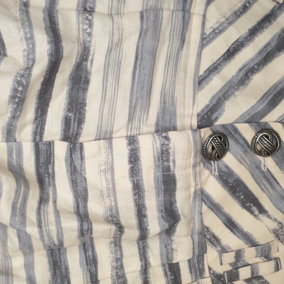 CARTONNIER ANTHROPOLOGIE Striped Linen Shorts Sz 12 Pleated High Waist Grey Blue - Image 4 of 4