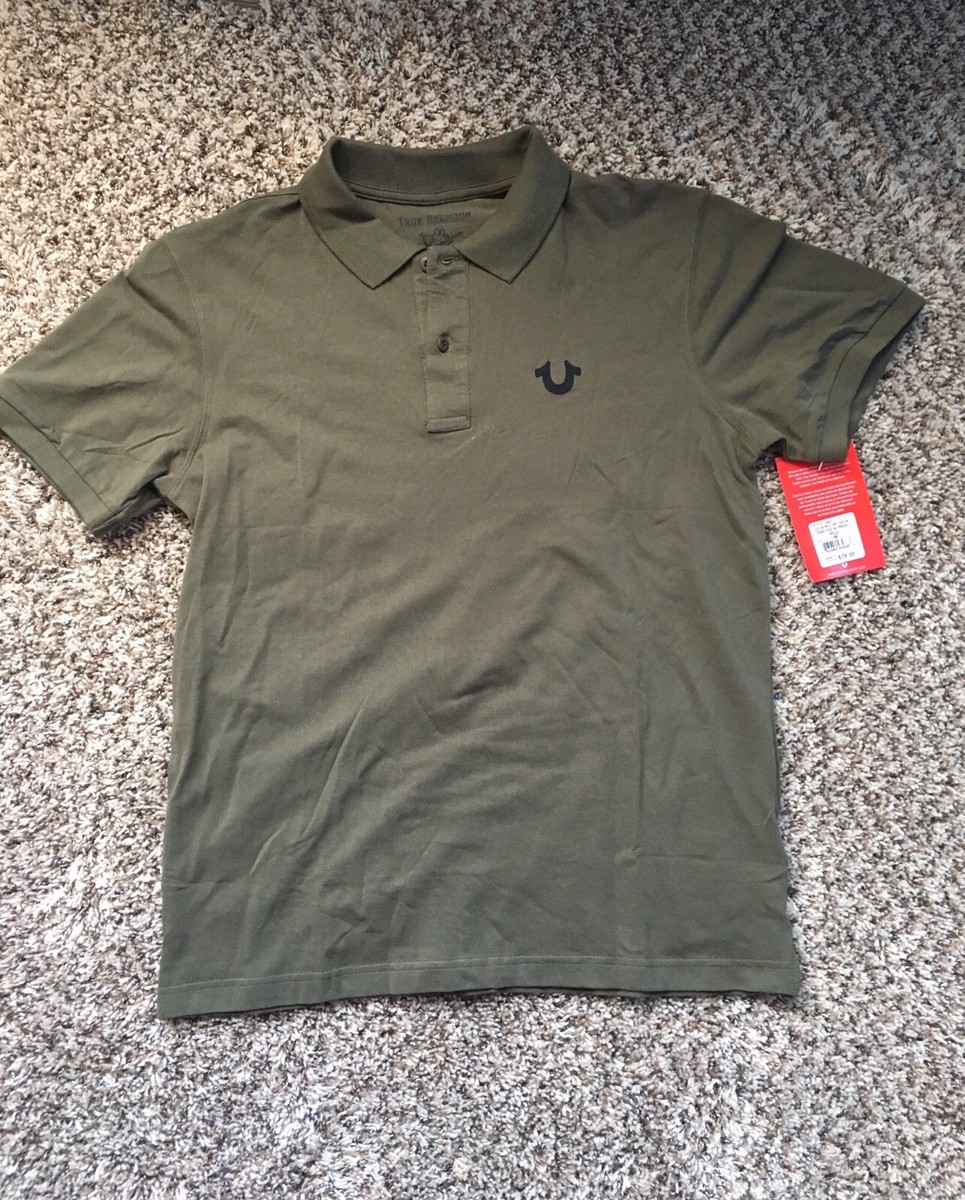 True Religion Crafted with Pride Polo Shirt Militart Green Men's Medium-NWT  $79