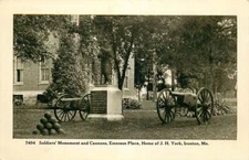 Postcard Emerson Place Soldiers' Monument & Cannons, Ironton, Missouri