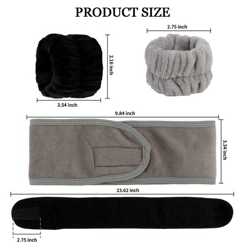 6Pcs Spa Headbands and Wrist Washbands Set, Makeup Headbands, Skincare Face T... - Picture 4 of 8