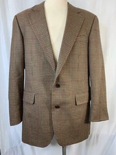 Ralph Lauren Men's Brown Green Red Houndstooth Check Wool Sport Coat Blazer 43 T
