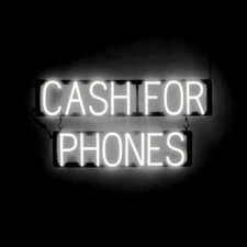 SpellBrite CASH FOR PHONES Sign | Neon Sign Look, LED Light | 30.3" x 15.0"
