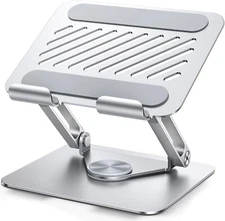 Tablet Stand Holder for Desk with 360° Rotating Base Aluminum Dual Rod