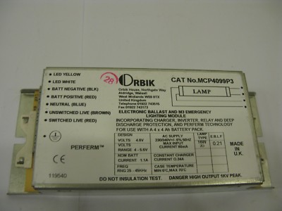 ORBIK Notlicht Steuermodul für 16W 2D Lampen CAT Nr MCP4099P3 UK #JQ