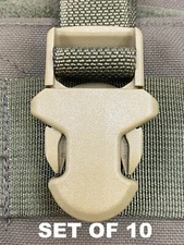 SET OF 10 - 1" ITW Side Release Surface Mount Surmount Replacement Buckle TAN