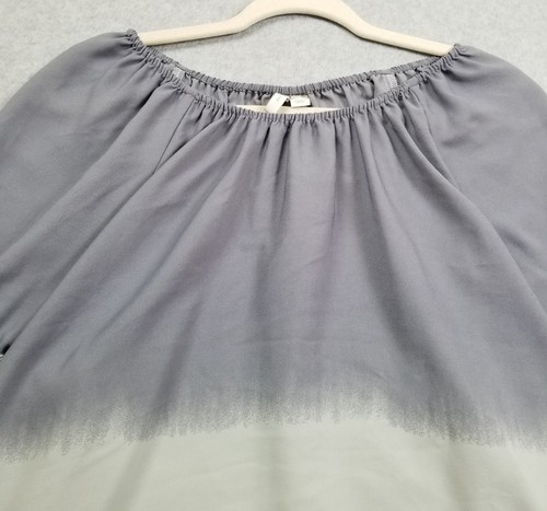 Cato Top Women’s 18W 20W Plus Gray Green White Ombre ¾ Sleeves Off the Shoulder - Picture 2 of 12
