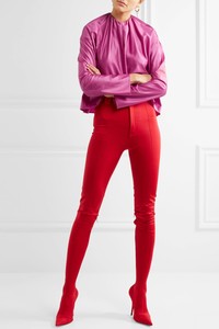 BALENCIAGA-755-Authentic-New-Pink-Gathered-Stretch-Satin-Top