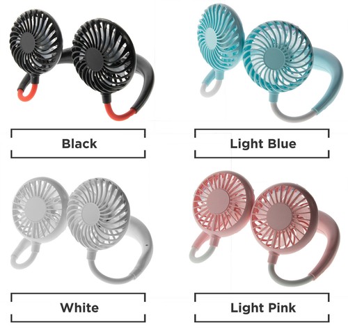 Neck Fan USB LED Cooling Portable Rechargeable Hands Free Wearable Neckband Fan - Picture 3 of 13