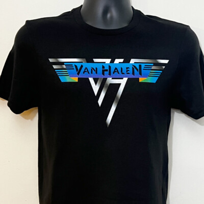 Van Halen vintage 80s 90s guitar rock band logo evh black T-shirt 