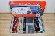 33 pc Derwent Drawing Pencil Set in Original Tin Case Used Made in England