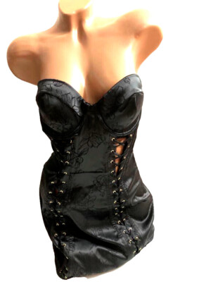 Victoria Secret Lingerie Corset Slip Black Jacquard Side Zip Strapless NWT  | eBay