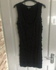 Warehouse front frilled black sleeveless dress size 12