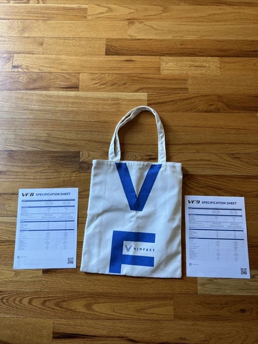 Lot of VinFast Tote Bag & VF8 and VF9 Specifications Sheets OEM!!! NEW!!!