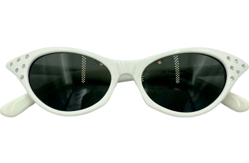 Vintage White Cat Eye Rhinestone Sunglasses Women's Retro - Bild 1 von 12
