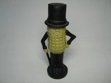 Cast Iron Peanut Man Statue with Top Hat Cane Sculpture Performer Art Figurine