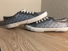 Michael Kors IMA tinsel-888 Gunmetal Silver Glitter Sneakers Shoes Girls Size 5