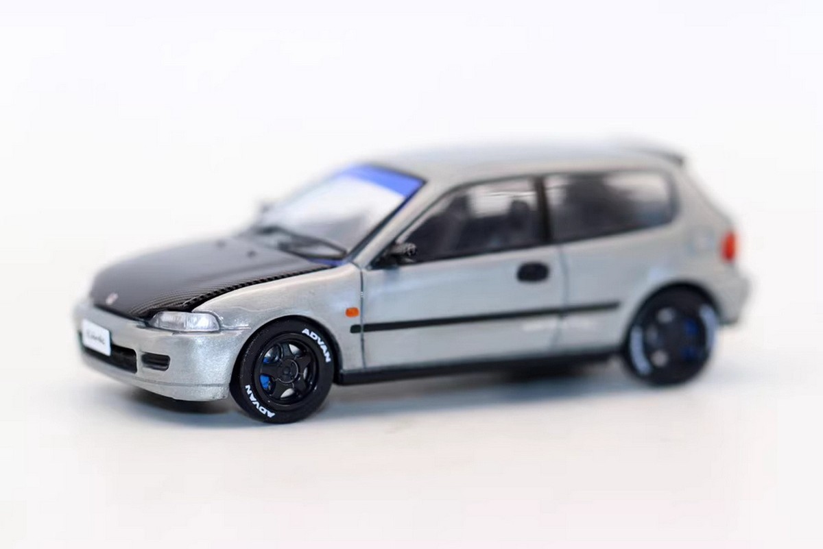 BMC 1/64 Scale Honda Civic EG6 Silver/Black Diecast Car Model Toy