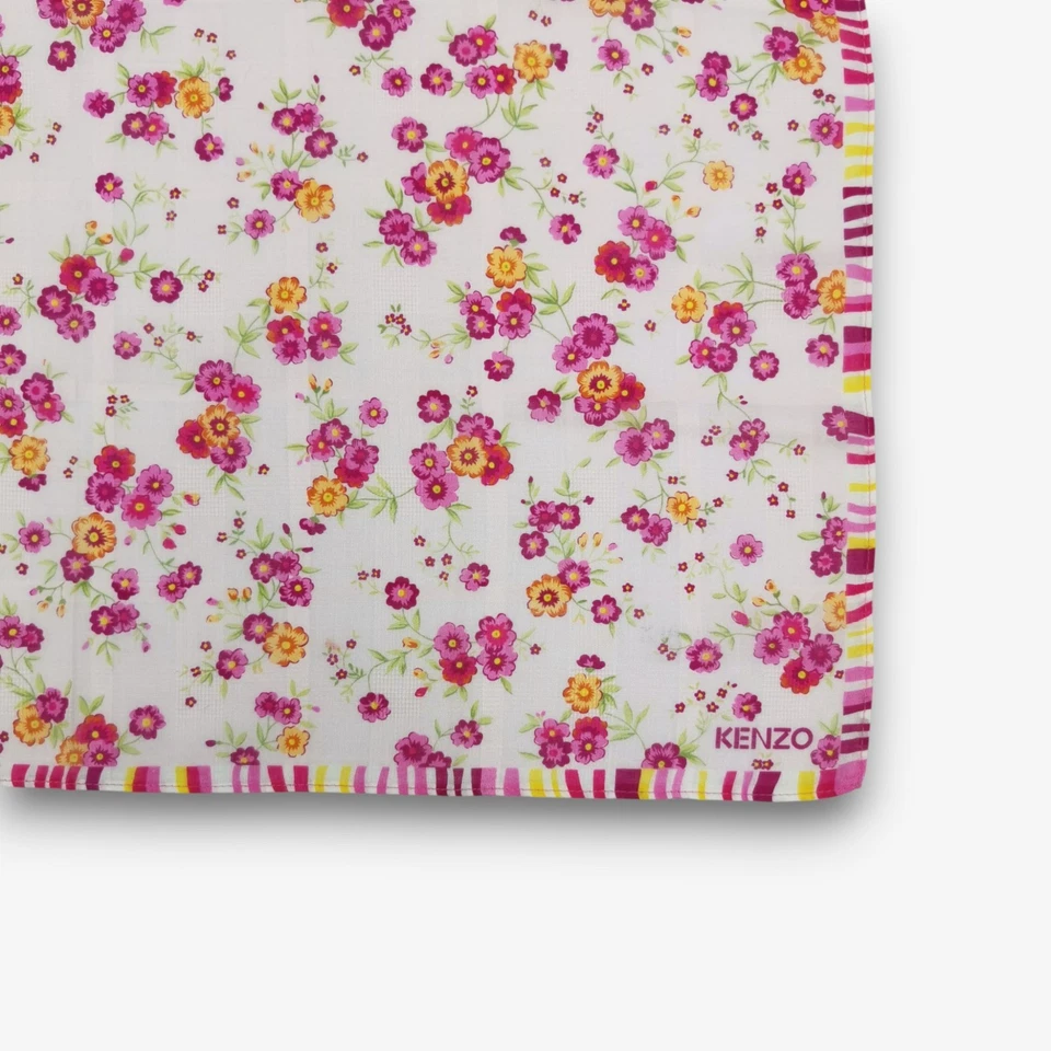 Винтажный Kenzo носовой платок цветочный Bloom шарф Рождественский шейный платок квадратный 19 x 19 - Изображение 3 из 4