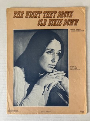 The Night They Drove Old Dixie Down Sheet Music 1970 J. Robbie Robertson Joan PB