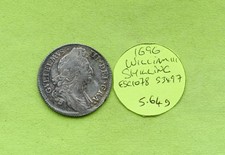 1696 Silver SHILLING Coin WILLIAM III (1694 - 1702) 5.64grams ESC1078 S3497
