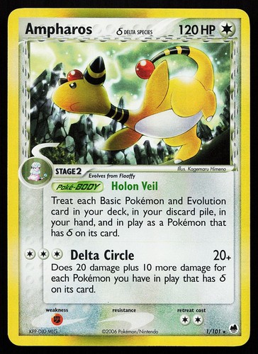 Ampharos (Delta Species) 1/101 Dragon Frontiers Holo Rare