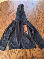 Boys Size 6 Nike Zip Up Hoodie Hooded Sweatshirt Black Orange