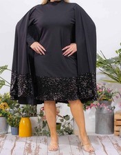 Karen Kane High Neck Midi Dress With Cape Black