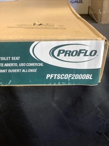 Proflo Elongated Open Front Commercial Toilet Seat. Black. PFTSCOF2000BL B1 - Picture 3 of 7
