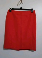 Halston Heritage Red Pencil Skirt Size 12 Zip Closure Lined