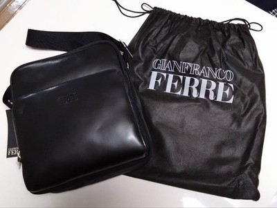 Gianfranco Ferre Shoulder Bag Black Leather Authentic Pre-owned