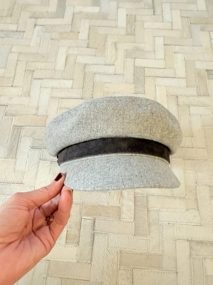 Gorra de pescador de gamuza de lana de trapo y hueso gris sombrero para mujer S/M estilo noticiero Foto 2 de 4