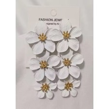 3 Layers Flower Dangle Earrings Bohemian style white 