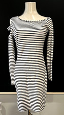 Venus Women's Size 10 US Black White Stripe Dress One Sided Shoulder Cut-Out