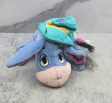 Disney Winnie the Pooh Eeyore Star Bean 7" Plush with Turquoise Hat  Ladybug