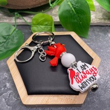 4.5 Stainless Steel Silicone Bead Keychain Purse Backpack Cardinal New C1012