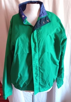 Vtg Players by Van Heusen XL Windbreaker Jacket Green Purple 80s Hide Away Hood