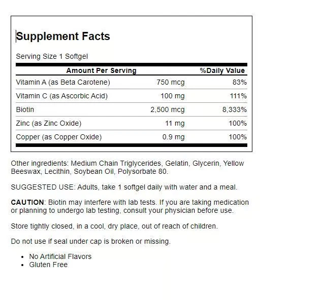 Cabello, piel y uñas Nature Made 120 Sgels Foto 2 de 2