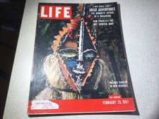 LIFE MAGAZINE. February 25, 1957. MASKED DANCER IN NEW HEBRIDES. Vintage. LIFE MAGAZINE. February 25, 1957. MASKED DANCER IN NEW HEBRIDES. Vintage.