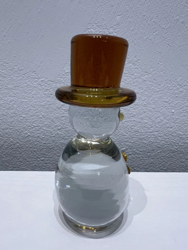 Blenko 76A Snowman Paperweight Red Tangerine Amberina - Image 4 of 4