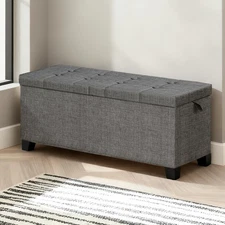 Metal Storage Ottoman, End of Bed Bench, Foot Stool with Legs, Storage Chest ...
