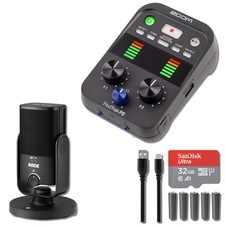 Zoom PodTrak P2 USB Mic Recorder with Rode NT-USB Mini USB Microphone Bundle
