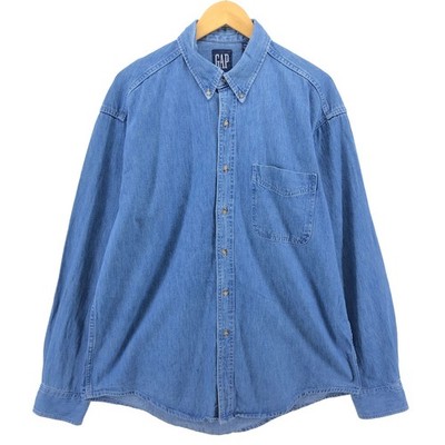 ギャップ 90s GAP denim shirt L l botton Vintage 90'S GAP long-sleeved button-down denim shirt made