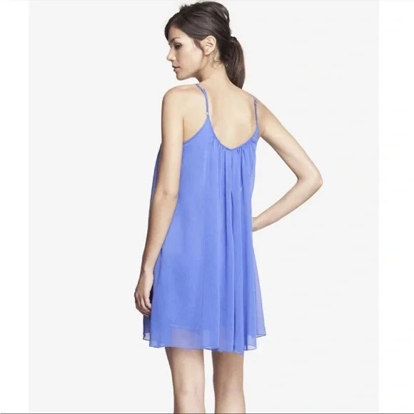 Express Womens Slip Dress Chiffon Relaxed Mini Blue Fairy Ethereal Party Size M