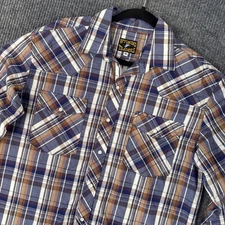 Wyoming Traders Mens M Western Shirt Plaid Pearl Snap Long Sleeve Rodeo Cowboy
